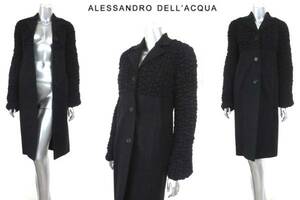  two point successful bid free shipping! A13 ALESSANDRO DELLACQUA Alessandro Dell'Acqua black coat 40 lady's outer black Italy made 