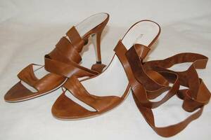  prompt decision beautiful goods!man-ka*MANOUQUA* leather cord mules sandals 25