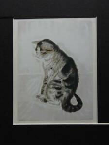 Art hand Auction 藤田嗣治, 坐着的猫, 来自一本罕见的艺术书籍, 全新带框, 绘画, 油画, 动物画