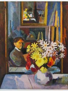 Art hand Auction Raoul Dufy, Selbstporträt mit Blumen, seltene Kunstbuchgemälde, Ganz neu mit Rahmen, Malerei, Ölgemälde, Porträt