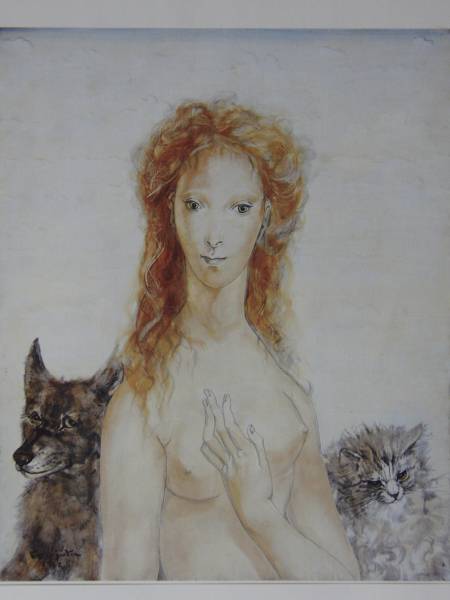 Tsuguharu Fujita, Mädchen, Katze und Hund, seltene Kunstbuchgemälde, Neu mit Rahmen, Malerei, Ölgemälde, Porträt