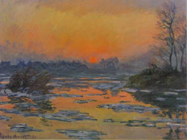 Claude Monet, La Seine en hiver, Livre d'art rare, Nouveau cadre inclus, Peinture, Peinture à l'huile, Nature, Peinture de paysage