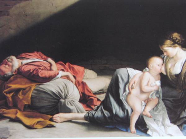 O.L. Gentileschi, Rest on the flight to Egypt, popular painter, Art book with picture frame, painting, oil painting, Nature, Landscape painting