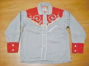 50' RobRoy хлопок рубашка в ковбойском стиле BOYS:8 Vintage товар 