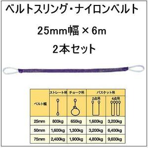 ○在庫一掃本数限定ベルトスリングナイロンベルト25mm幅×6m 2本