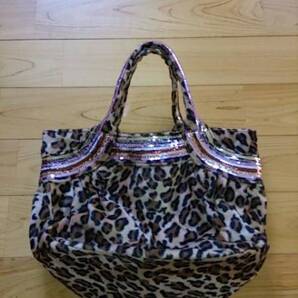 ■ 1500円 ヒョウ柄トートバック スパンコール付き 送込 ■