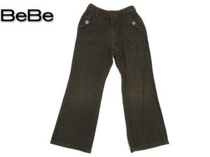 KJ38* прекрасный товар *BeBe Bebe * сделано в Японии осень-зима поверхность ворсистый ботинки cut легкий брюки джинсы 110
