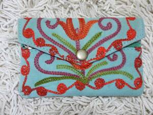  India! kashmir embroidery. . flower . pretty suede Mini pouch ②