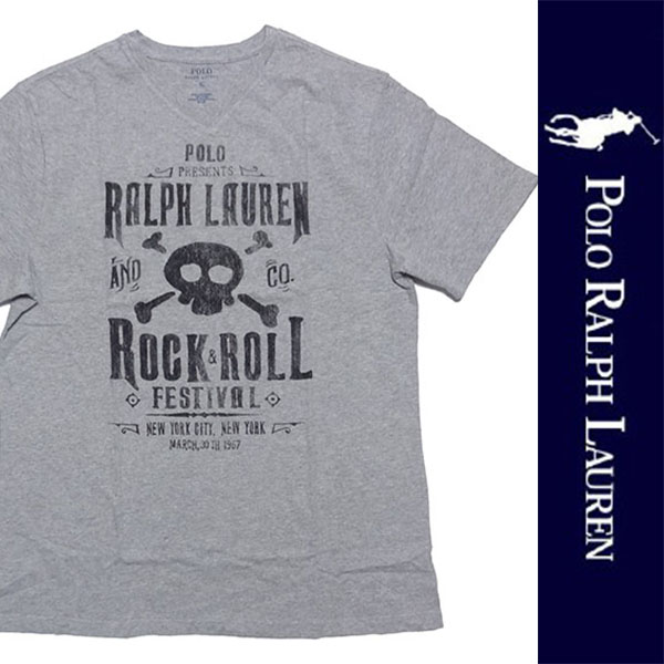 送料無料 新品 POLO RALPH LAUREN BOYS S/S T-SHIRT ポロ ラルフローレン Ｖネック 半袖 Tシャツ グレー コットン カットソー XL 正規品 80Mサイズ