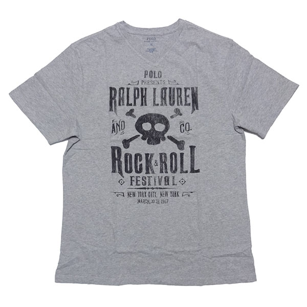 送料無料 新品 POLO RALPH LAUREN BOYS S/S T-SHIRT ポロ ラルフローレン Ｖネック 半袖 Tシャツ グレー コットン カットソー XL 正規品 80