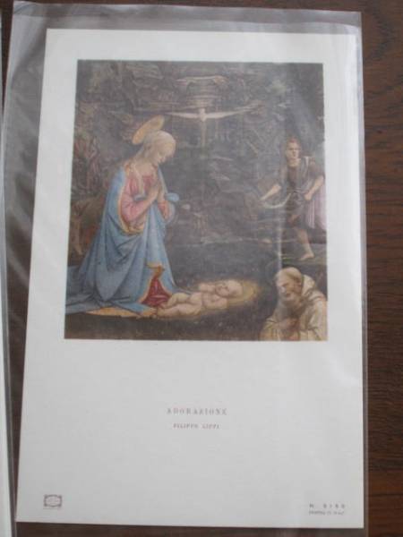 Painting ★ Filippo Lippi Adoration of the Camaldoli ADORAZIONE ★ Christian Painting Christmas Card 1, antique, collection, Printed materials, others