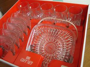 HOYA crystal retro beer mug set large plate attaching!