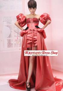 KASYOSYO dress shop mini height party dress puff sleeve, skirt one part removed possibility 