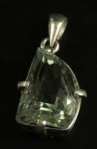  natural stone green amethyst ( pra sio light )silver925 top -B