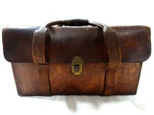  Vintage 30~40S rare Anne noun square leather trunk storage case tool bag rare rare article leather 