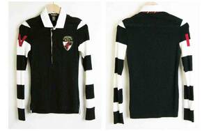 #RUGBY/RalphLauren[ rugby / Ralph Lauren ] black white sleeve border Rugger shirt XS