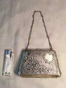  antique 19 century Europe party bag finger bag . silver made 