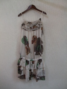  beige ground floral print chiffon Cami tunic (USED)72115