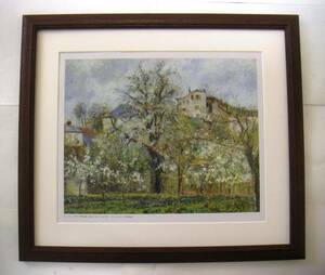 Art hand Auction Pissarro Gemüsefeld und blühende Bäume Offset-Reproduktion, gerahmt, Kaufe es jetzt, Malerei, Ölgemälde, Natur, Landschaftsmalerei