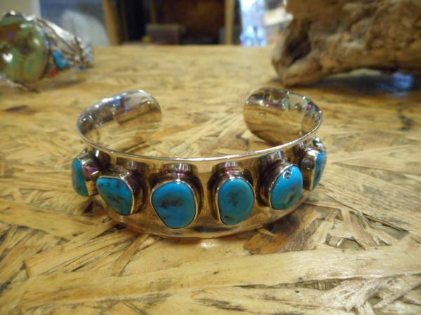 Argent 925, Turquoise Naturelle, Turquoise d'Arizona, Bracelets, Fait main, Unique en son genre, Déformation inversée, Indien, indigène, Dormir, bracelet, Bracelets, Bracelets, Argent