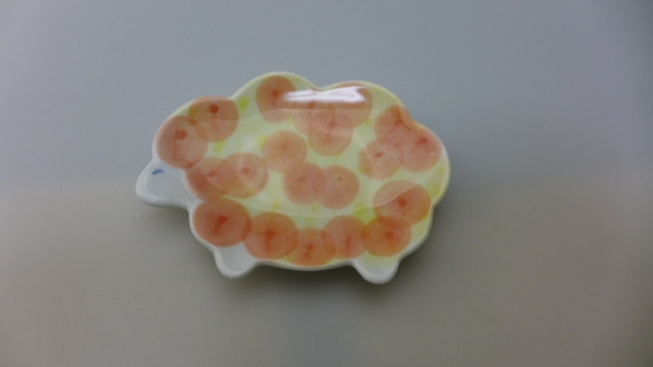 ★Great deal★Arita ware★Cute sheep dish★Red★Made by the artist★Hand-painted, Japanese tableware, dish, small plate