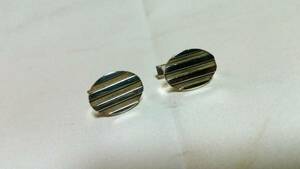  regular good out of print! TIFFANY&CO Tiffany T&CO stripe × specular cuffs silver 925 cuff links round button 2×1.5cm Vintage 