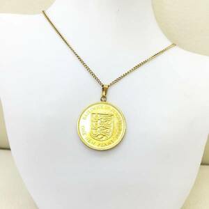 【ネックレス】 コイン型 金貨風 紋章 １ニューペニー ゴールド ゴールド 金色　ゴールドカラー