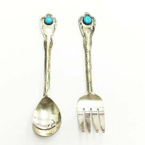 [ spoon Fork set ] start ring silver STERLING.. is good! cool! silver turquoise. like color tone 