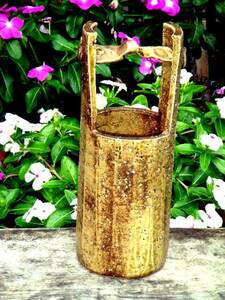 * free shipping * warehouse ..* Shigaraki . handbag flower vase 31cm * L5 vase antique antique China Showa Retro 