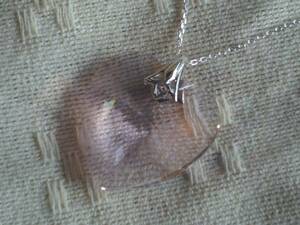 * hand made crystal glass SV925 Lt pink Heart pendant new goods *