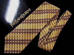 ALL即決【祭】A2375サンローランのチェック刺繍ネクタイ