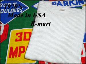 《美品》USA製K-martビンテージコットンワッフルサーマル白色70s