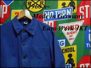 { beautiful goods }Maed in France made or Germany made France made Germany made Vintage euro Work jacket coverall herringbone cotton 4434~36S navy blue 