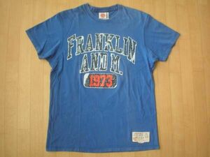  Italy made FRANKLIN&MARSHALL used processing college Logo T-shirt L blue group Frank Lynn Marshall short sleeves cut and sewn American Casual ivy 