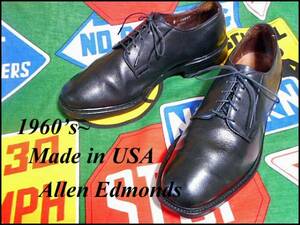 《ダブルコバ》Made in USA製アメリカ製Allen Edmondsアレンエドモンドビンテージレザードレスシューズ革靴黒色ブラック50s50年代60s60年代