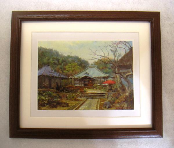 कामाकुरा में हिमेनो युइची स्प्रिंग, काइज़ोजी मंदिर ऑफसेट प्रतिकृति, लकड़ी का फ्रेम, तत्काल खरीद, कलाकृति, चित्रकारी, अन्य