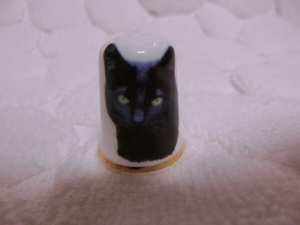 シンブル 英国 イギリス 裁縫 手芸 クラフト ヴィンテージ cat 黒猫 ファッション インテリア 道具 雑貨 小物 猫