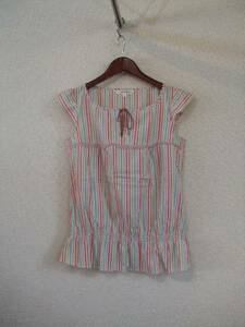 MKKLEIN multi stripe short sleeves blouse (USED)80414②