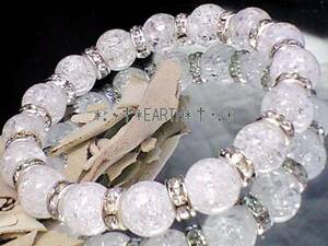 天然石★10ミリ爆裂クラック水晶銀色ロンデル　数珠　送料無料　匿名発送