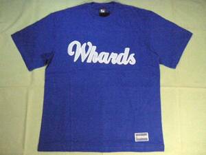 ★DOUBLEHARD★ダブルハード★Whards★ワッペンロゴTシャツ★青/薄灰&白★L★