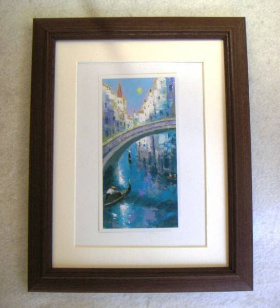 Akio Tanida City of Memories: Blue Full Moon offset reproduction with wooden frame - Buy it now, Painting, Oil painting, Nature, Landscape painting