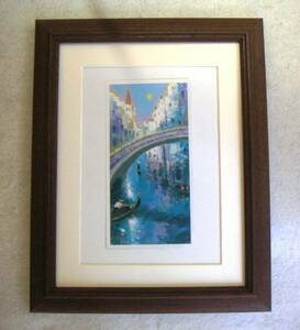 Art hand Auction Yoshio Tanida City of Memories: Blue Full Moon Offset reproduction, wooden frame included, Buy now, painting, oil painting, Nature, Landscape painting