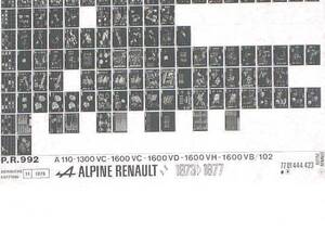  alpine * Renault * parts list [P.R.992] last version #ALPINE-RENAULT not for sale A110