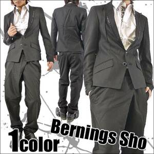 【BERNINGS】ラペル装飾2Bデザインスーツ新品黒L