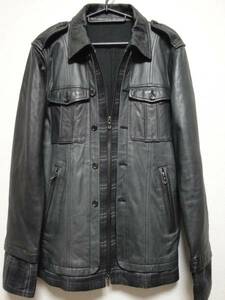 SHELLAC shellac * Layered leather check shirt jacket JK* coat 