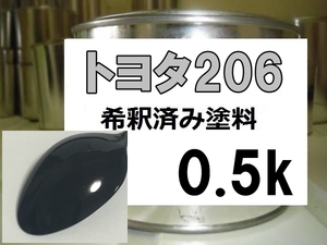 ◆ トヨタ206　塗料　希釈済　ブラックマイカ