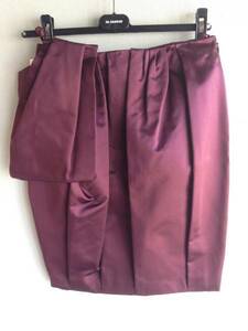  new goods finest quality Prada super beautiful line silk ribbon skirt 38 PRADA bordeaux dark red red 