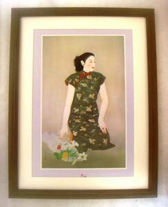Art hand Auction ◆Fleurs Hisako Kajiwara, impression d'art, cadre en bois inclus, achat immédiat◆, peinture, Peinture japonaise, personne, Bodhisattva