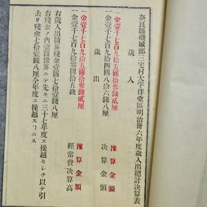 古文書 奈良縣磯城郡三宅村大字伴堂区明治三十六年度歳入出総計決算表 役場 関係資料