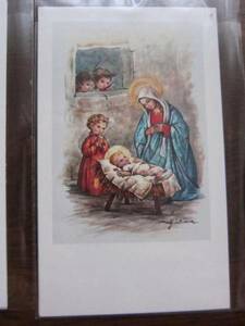Art hand Auction 三重★067 基督教绘画圣诞贺卡, 古董, 收藏, 印刷品, 其他的